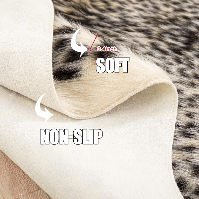 Seek4comfortable Leopard Print Rug, Cute Faux Cheetah Rugs Cowhide Skin Fur Rug Animal Printed Area Rug Cheetah Carpet for Bedroom,Livingroom, Home Office, 3.3x3.1ft - Image 4